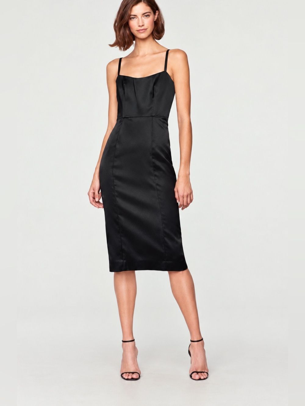 NWT Milly Abigale Black Satin Dress Women's Sz. 8